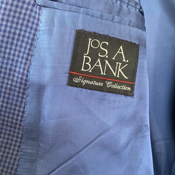 Joseph A. Bank Signature Collection Men's 58 R Blue Check Suit Jacket 100% Wool - Picture 10 of 16